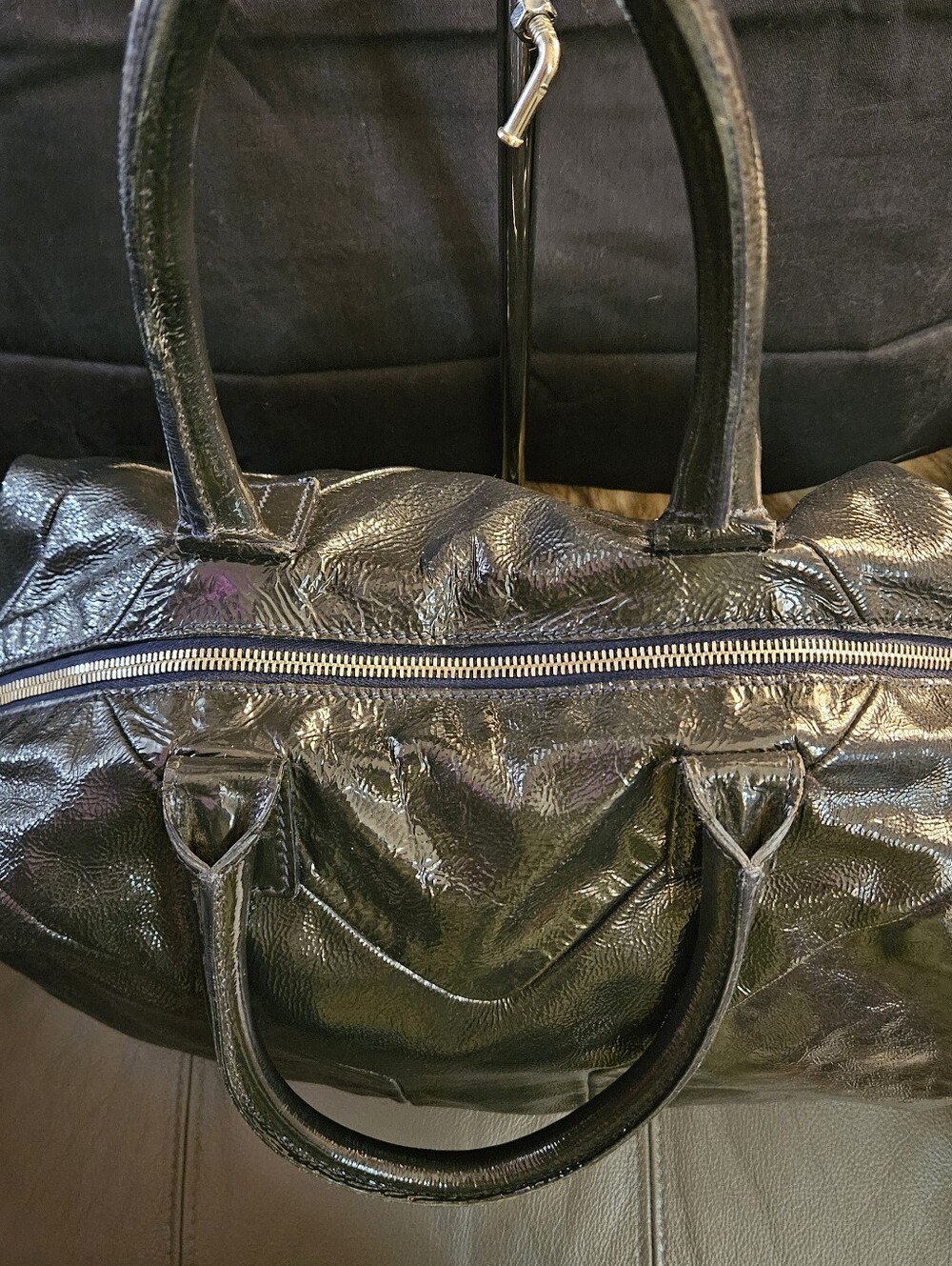 Yves Saint Laurent Hand Bag Black Patent leather Satchel - Picture 10 of 12